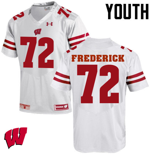Wisconsin Badgers Youth #72 Travis Frederick NCAA Under Armour Authentic White College Stitched Football Jersey UB40W18UP